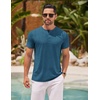 image:imageCOOFANDY Mens Henley Shirts Short Sleeve Casual Basic Henley Tee Summer Button Lightweight Stretch T ShirtsDark Blue