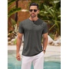 image:imageCOOFANDY Mens Henley Shirts Short Sleeve Casual Basic Henley Tee Summer Button Lightweight Stretch T ShirtsDark Gray