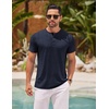 image:imageCOOFANDY Mens Henley Shirts Short Sleeve Casual Basic Henley Tee Summer Button Lightweight Stretch T ShirtsDark Navy Blue