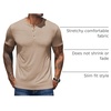 image:imageCOOFANDY Mens Henley Shirts Short Sleeve Casual Basic Henley Tee Summer Button Lightweight Stretch T ShirtsKhaki