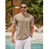 image:imageCOOFANDY Mens Henley Shirts Short Sleeve Casual Basic Henley Tee Summer Button Lightweight Stretch T ShirtsKhaki