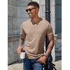 image:imageCOOFANDY Mens Henley Shirts Short Sleeve Casual Basic Henley Tee Summer Button Lightweight Stretch T ShirtsKhaki