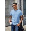 image:imageCOOFANDY Mens Henley Shirts Short Sleeve Casual Basic Henley Tee Summer Button Lightweight Stretch T ShirtsLight Blue