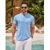 image:imageCOOFANDY Mens Henley Shirts Short Sleeve Casual Basic Henley Tee Summer Button Lightweight Stretch T ShirtsLight Blue