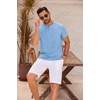 image:imageCOOFANDY Mens Henley Shirts Short Sleeve Casual Basic Henley Tee Summer Button Lightweight Stretch T ShirtsLight Blue