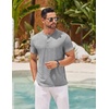 image:imageCOOFANDY Mens Henley Shirts Short Sleeve Casual Basic Henley Tee Summer Button Lightweight Stretch T ShirtsLight Gray
