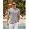 image:imageCOOFANDY Mens Henley Shirts Short Sleeve Casual Basic Henley Tee Summer Button Lightweight Stretch T ShirtsLight Gray