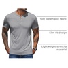 image:imageCOOFANDY Mens Henley Shirts Short Sleeve Casual Basic Henley Tee Summer Button Lightweight Stretch T ShirtsLight Gray