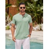 image:imageCOOFANDY Mens Henley Shirts Short Sleeve Casual Basic Henley Tee Summer Button Lightweight Stretch T ShirtsLight Green