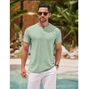 image:imageCOOFANDY Mens Henley Shirts Short Sleeve Casual Basic Henley Tee Summer Button Lightweight Stretch T ShirtsLight Green
