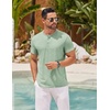 image:imageCOOFANDY Mens Henley Shirts Short Sleeve Casual Basic Henley Tee Summer Button Lightweight Stretch T ShirtsLight Green