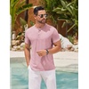 image:imageCOOFANDY Mens Henley Shirts Short Sleeve Casual Basic Henley Tee Summer Button Lightweight Stretch T ShirtsPink