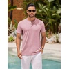 image:imageCOOFANDY Mens Henley Shirts Short Sleeve Casual Basic Henley Tee Summer Button Lightweight Stretch T ShirtsPink