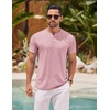 image:imageCOOFANDY Mens Henley Shirts Short Sleeve Casual Basic Henley Tee Summer Button Lightweight Stretch T ShirtsPink
