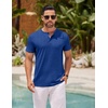image:imageCOOFANDY Mens Henley Shirts Short Sleeve Casual Basic Henley Tee Summer Button Lightweight Stretch T ShirtsSky Blue