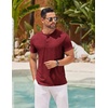 image:imageCOOFANDY Mens Henley Shirts Short Sleeve Casual Basic Henley Tee Summer Button Lightweight Stretch T ShirtsWine Red