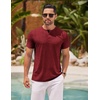 image:imageCOOFANDY Mens Henley Shirts Short Sleeve Casual Basic Henley Tee Summer Button Lightweight Stretch T ShirtsWine Red