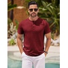 image:imageCOOFANDY Mens Henley Shirts Short Sleeve Casual Basic Henley Tee Summer Button Lightweight Stretch T ShirtsWine Red