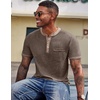 image:imageCOOFANDY Mens Henley Shirts Short Sleeve Casual Button TShirts Basic Tee Shirts Summer Vintage T Shirts with Pocket02 Brown