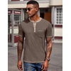 image:imageCOOFANDY Mens Henley Shirts Short Sleeve Casual Button TShirts Basic Tee Shirts Summer Vintage T Shirts with Pocket02 Brown