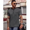 image:imageCOOFANDY Mens Henley Shirts Short Sleeve Casual Button TShirts Basic Tee Shirts Summer Vintage T Shirts with Pocket02 Dark GreyBlack