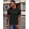 image:imageCOOFANDY Mens Henley Shirts Short Sleeve Casual Button TShirts Basic Tee Shirts Summer Vintage T Shirts with PocketA Pure Black