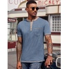 image:imageCOOFANDY Mens Henley Shirts Short Sleeve Casual Button TShirts Basic Tee Shirts Summer Vintage T Shirts with PocketDark Blue