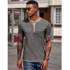 image:imageCOOFANDY Mens Henley Shirts Short Sleeve Casual Button TShirts Basic Tee Shirts Summer Vintage T Shirts with PocketDark Grey