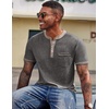 image:imageCOOFANDY Mens Henley Shirts Short Sleeve Casual Button TShirts Basic Tee Shirts Summer Vintage T Shirts with PocketDark Grey