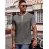 image:imageCOOFANDY Mens Henley Shirts Short Sleeve Casual Button TShirts Basic Tee Shirts Summer Vintage T Shirts with PocketDark Grey