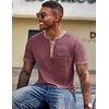 image:imageCOOFANDY Mens Henley Shirts Short Sleeve Casual Button TShirts Basic Tee Shirts Summer Vintage T Shirts with PocketDark Red