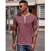 image:imageCOOFANDY Mens Henley Shirts Short Sleeve Casual Button TShirts Basic Tee Shirts Summer Vintage T Shirts with PocketDark Red