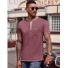 image:imageCOOFANDY Mens Henley Shirts Short Sleeve Casual Button TShirts Basic Tee Shirts Summer Vintage T Shirts with PocketDark Red