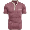 image:imageCOOFANDY Mens Henley Shirts Short Sleeve Casual Button TShirts Basic Tee Shirts Summer Vintage T Shirts with PocketDark Red