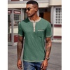 image:imageCOOFANDY Mens Henley Shirts Short Sleeve Casual Button TShirts Basic Tee Shirts Summer Vintage T Shirts with PocketGreen