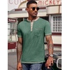 image:imageCOOFANDY Mens Henley Shirts Short Sleeve Casual Button TShirts Basic Tee Shirts Summer Vintage T Shirts with PocketGreen