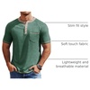 image:imageCOOFANDY Mens Henley Shirts Short Sleeve Casual Button TShirts Basic Tee Shirts Summer Vintage T Shirts with PocketGreen