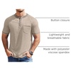 image:imageCOOFANDY Mens Henley Shirts Short Sleeve Casual Button TShirts Basic Tee Shirts Summer Vintage T Shirts with PocketKhaki