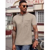 image:imageCOOFANDY Mens Henley Shirts Short Sleeve Casual Button TShirts Basic Tee Shirts Summer Vintage T Shirts with PocketKhaki