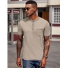 image:imageCOOFANDY Mens Henley Shirts Short Sleeve Casual Button TShirts Basic Tee Shirts Summer Vintage T Shirts with PocketKhaki