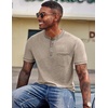 image:imageCOOFANDY Mens Henley Shirts Short Sleeve Casual Button TShirts Basic Tee Shirts Summer Vintage T Shirts with PocketKhaki