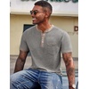 image:imageCOOFANDY Mens Henley Shirts Short Sleeve Casual Button TShirts Basic Tee Shirts Summer Vintage T Shirts with PocketLight Grey