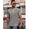 image:imageCOOFANDY Mens Henley Shirts Short Sleeve Casual Button TShirts Basic Tee Shirts Summer Vintage T Shirts with PocketLight Grey