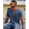 image:imageCOOFANDY Mens Henley Shirts Short Sleeve Casual Button TShirts Basic Tee Shirts Summer Vintage T Shirts with PocketNavy BlueCaramel