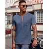 image:imageCOOFANDY Mens Henley Shirts Short Sleeve Casual Button TShirts Basic Tee Shirts Summer Vintage T Shirts with PocketNavy BlueCaramel
