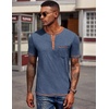 image:imageCOOFANDY Mens Henley Shirts Short Sleeve Casual Button TShirts Basic Tee Shirts Summer Vintage T Shirts with PocketNavy BlueCaramel