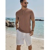 image:imageCOOFANDY Mens Henley Shirts Short Sleeve Casual Stylish Tshirt Lightweight Summer Basic Tee TopsBrown