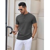 image:imageCOOFANDY Mens Henley Shirts Short Sleeve Casual Stylish Tshirt Lightweight Summer Basic Tee TopsDark Grey