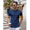image:imageCOOFANDY Mens Henley Shirts Short Sleeve Casual Stylish Tshirt Lightweight Summer Basic Tee TopsNavy Blue