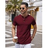 image:imageCOOFANDY Mens Henley Shirts Short Sleeve Casual Stylish Tshirt Lightweight Summer Basic Tee TopsWine Red